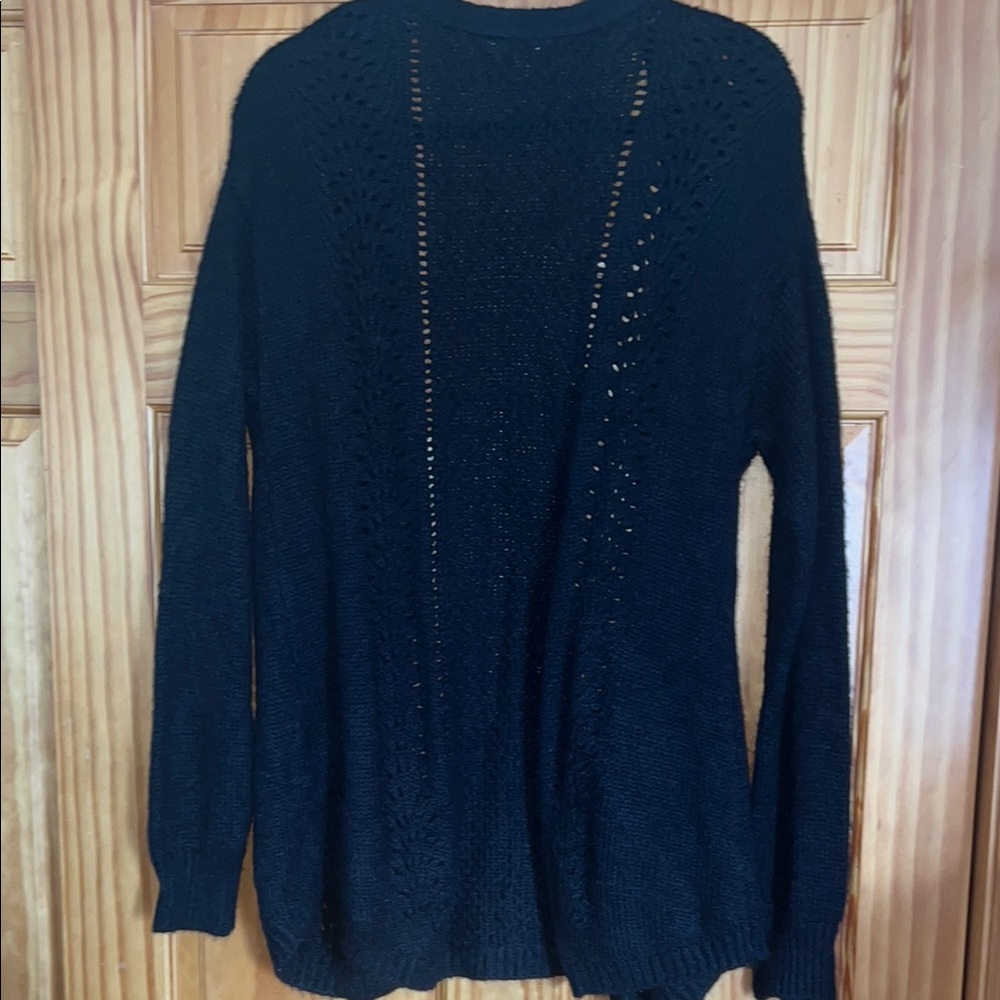 Women's Acrylic Blend Black Open-Front Sweater by Candie's [Size L] - Picture 3 of 12